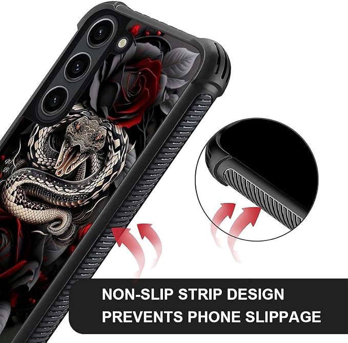 for Samsung Galaxy S23 Plus Case, Entwined Rose Snake Pattern Graphic Design - Image 3