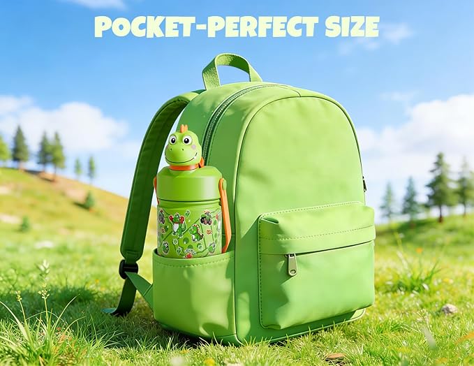 POWCAN 18 oz Kids Stainless Steel Water Bottle: 2-in-1 Straw Spout Lid - Image 5