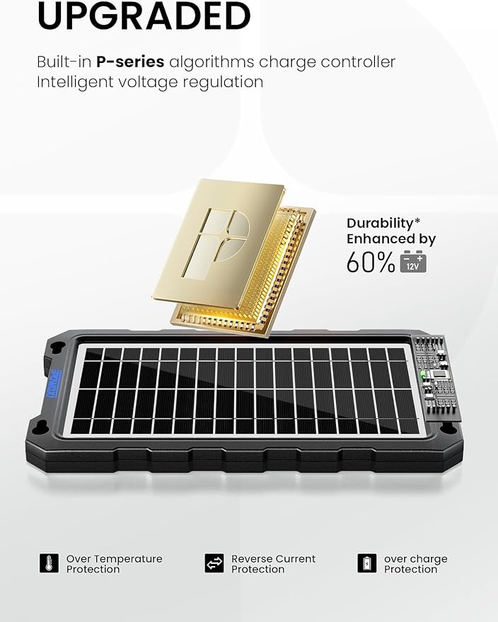 POWOXI-9W-Solar-Battery-Trickle-Charger-Maintainer -12V Portable Waterproof - Image 2