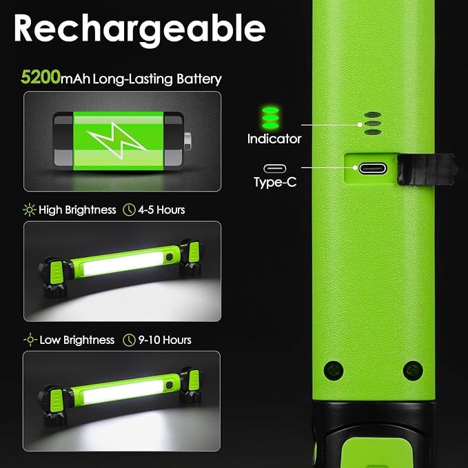 Work Light, 2500LM Bright LED Work Lights, 5200mAh Rechargeable Magnetic - Image 3