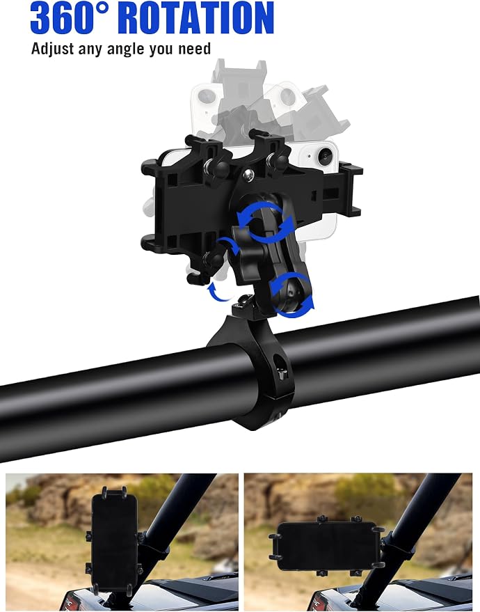 ZIDIYORUO UTV Phone Holder, Aluminum Alloy Heavy Duty Cell Phone Mount - Image 4
