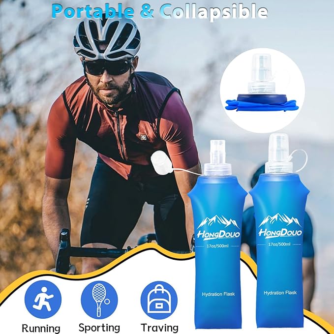 2 Packs Soft Flask, 17oz/500ml TPU Collapsible Soft Water Bottle - Image 6