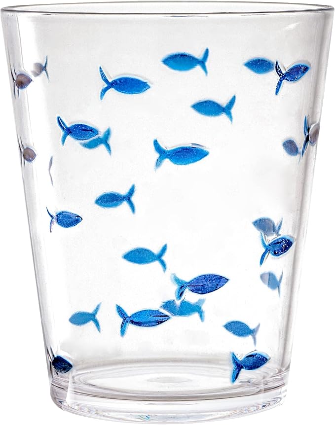 KLIFA- CHARLESTON- 16.5 oz, Acrylic Fishing Tumbler, School of Fish Drinking by KLIFAHome
