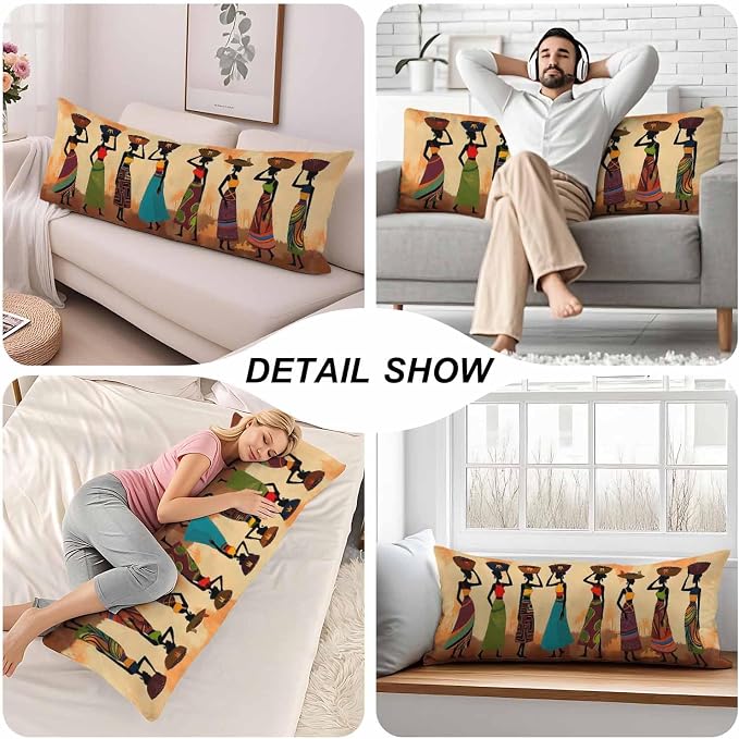 20x54 Body Pillow Cover African Woman African Woman Dancer Zipper Body - Image 5