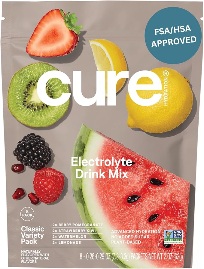 Cure Hydration | Plant-Based Electrolyte Drink Mix | No Added Sugar | FSA-HSA | by CureHydration