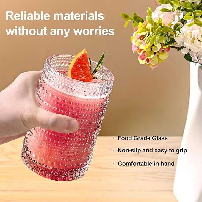 ZMOWIPDL Vintage Glassware Drinking Glasses Set of 6, 15 oz Hobnail Glass Cups - Image 5