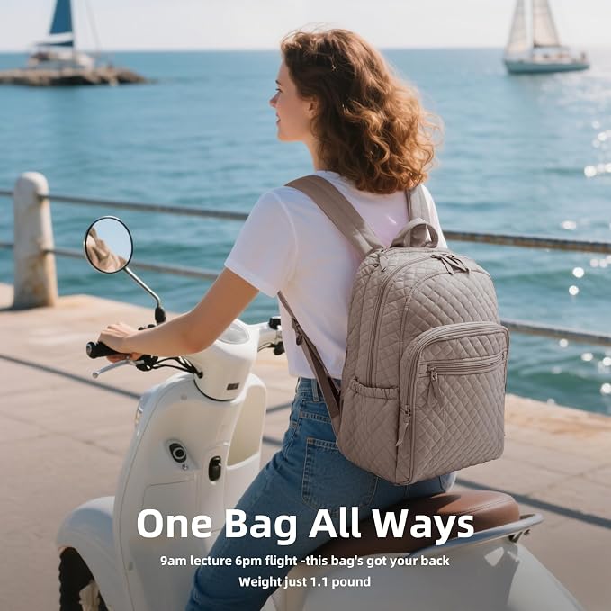 Backpack for Women, College Backpack, Quilted Casual Daypack, Waterproof - Image 2