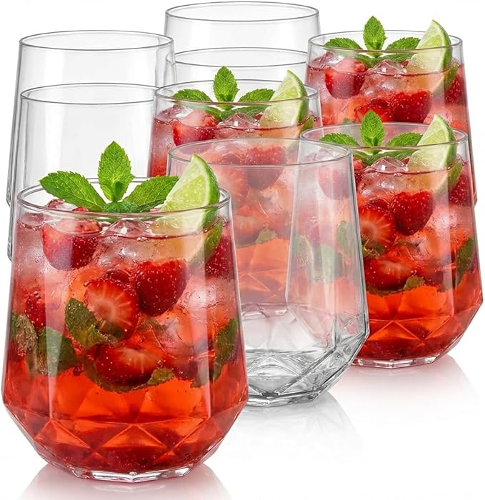 Oojami 40 Pack Diamond Shaped Plastic Wine Glasses 12 oz by Oojami