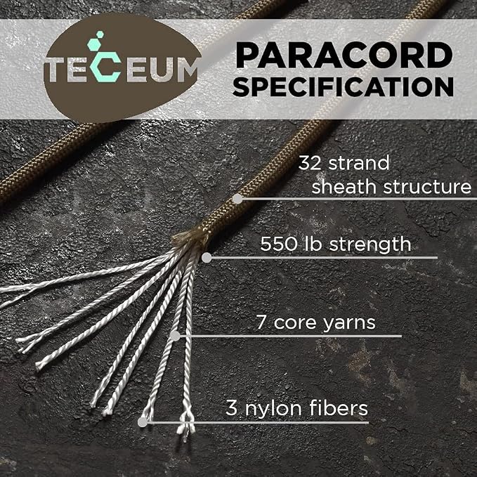 TECEUM 5/32" Paracord Rope 1000 – 1000ft / 200ft / 100ft / 50ft – Tactical - Image 2