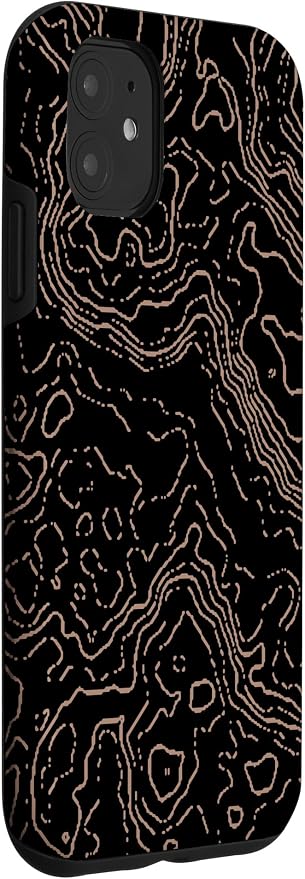 Topography Black & Brown Abstract Pattern Topographic Map Case - Image 3