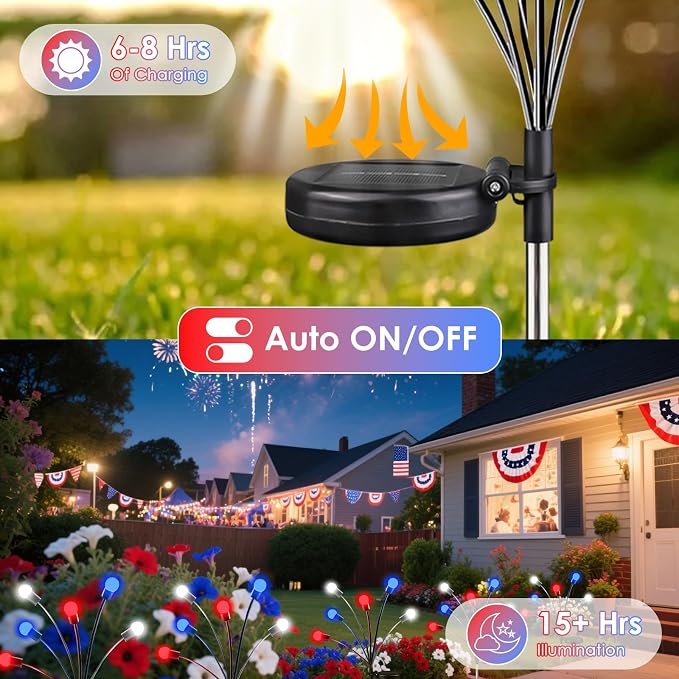 OZS 4pack Solar American Flag Lights - Image 2