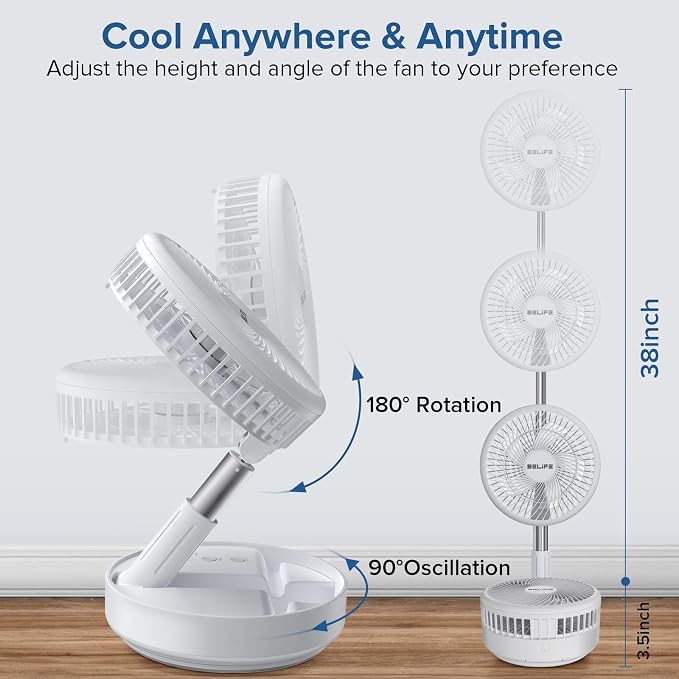 Belife X8 Portable Fan, Cordless 7200mAh Battery Operated Oscillating Fan - Image 3