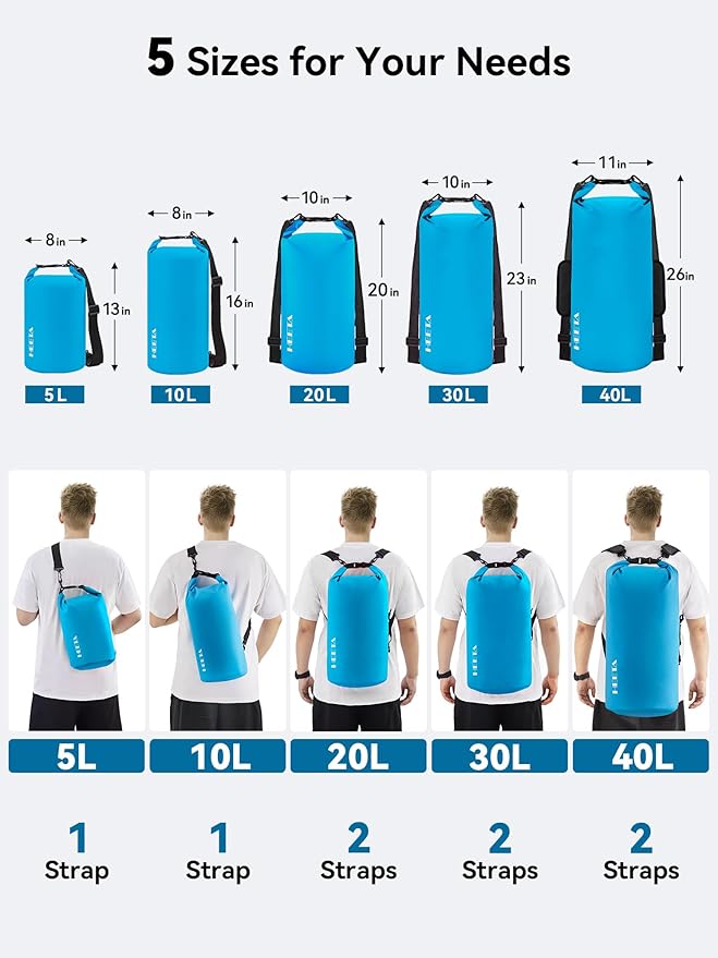 HEETA Waterproof Dry Bag for Women Men, 5L/10L/20L/30L/40L Roll Top Lightweight - Image 2