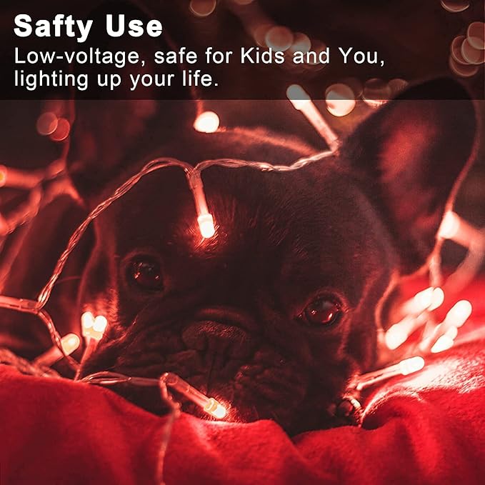 JMEXSUSS 33ft 100 LED Red Battery Operated Lights - Image 2