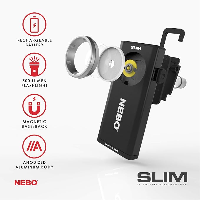 NEBO SLIM Pocket Flashlight | 500 Lumens, Rechargeable Mini EDC Work Light - Image 2