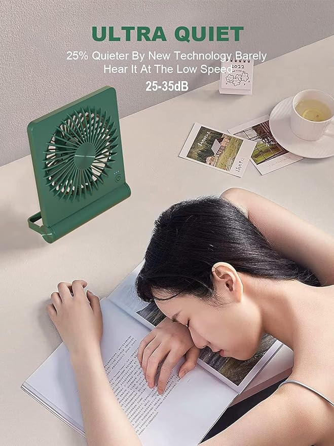 Small Desk Fan, Rechargeable USB Fan Battery Operated, Ultra Quiet, Strong Wind - Image 2