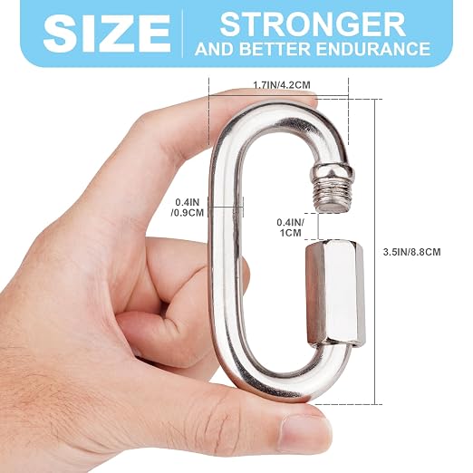 2Pcs 3.5 Inch 304 Heavy Duty Stainless Steel Screw Chain Quick Links, 2000 LBS - Image 2