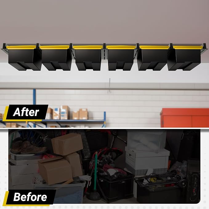 6-bin Overhead Garage Storage Rack, Ceiling Storage Racks Heavy Duty, Powder - Image 8