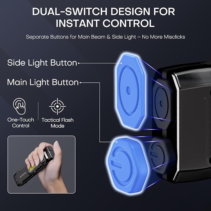 EDC Tactical Flashlight, Flat Flashlights Rechargeable, Dual-Switches LED Small - Image 6