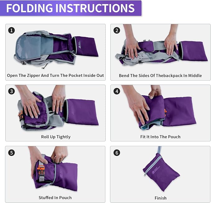 Hiking Backpack 10L/15L Small Daypack Lightweight Packable Travel Foldable - Image 6