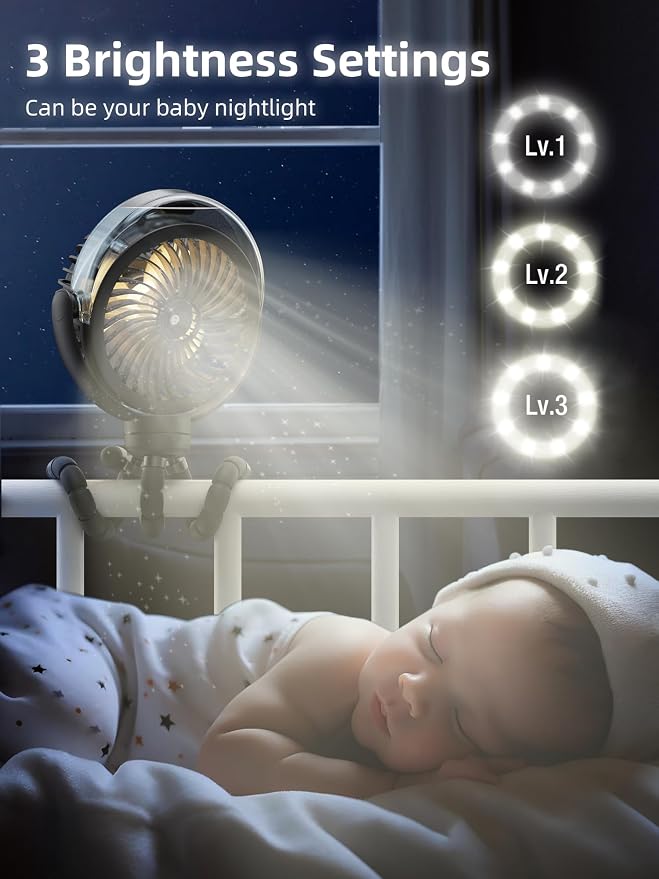 Misting Stroller Fan, 6000mAh Battery Operated Portable Fan - Image 3