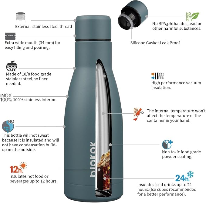 BJPKPK 12oz Water Bottles Stainless Steel Double Wall Vacuum Insulated Small - Image 3