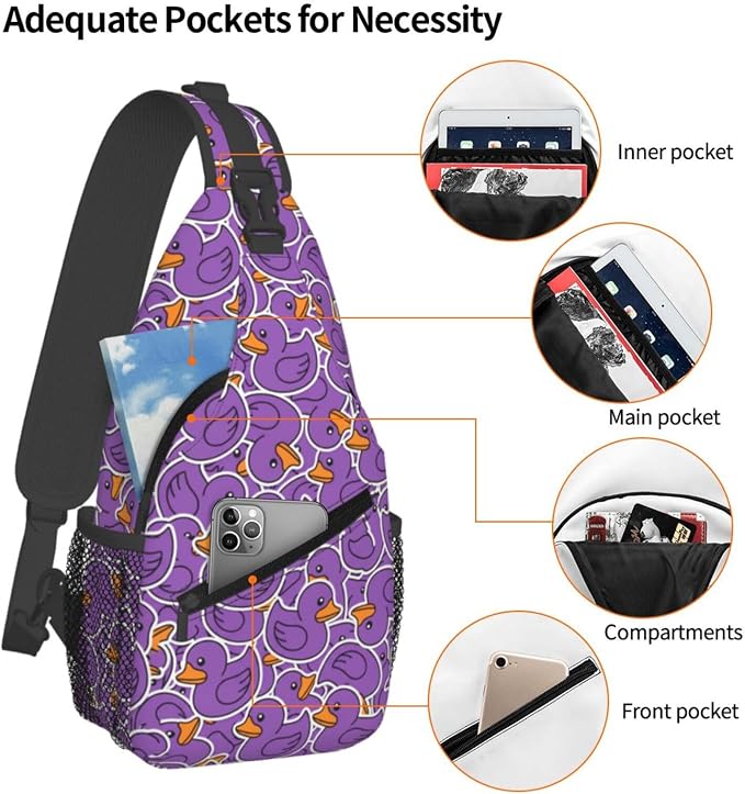 Cute Duck Sling Bag For Women Men Fashion Print Backpack Crossbody Shoulder Bag - Image 4