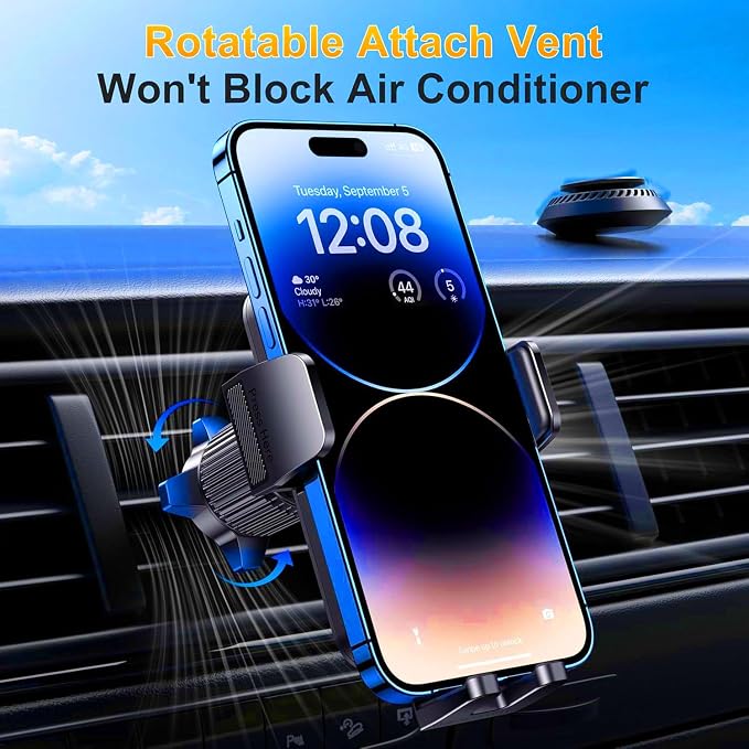 Qifutan Cell Phone Holder for Car Mount Car Vent Phone Mount, 360° Rotatable - Image 2