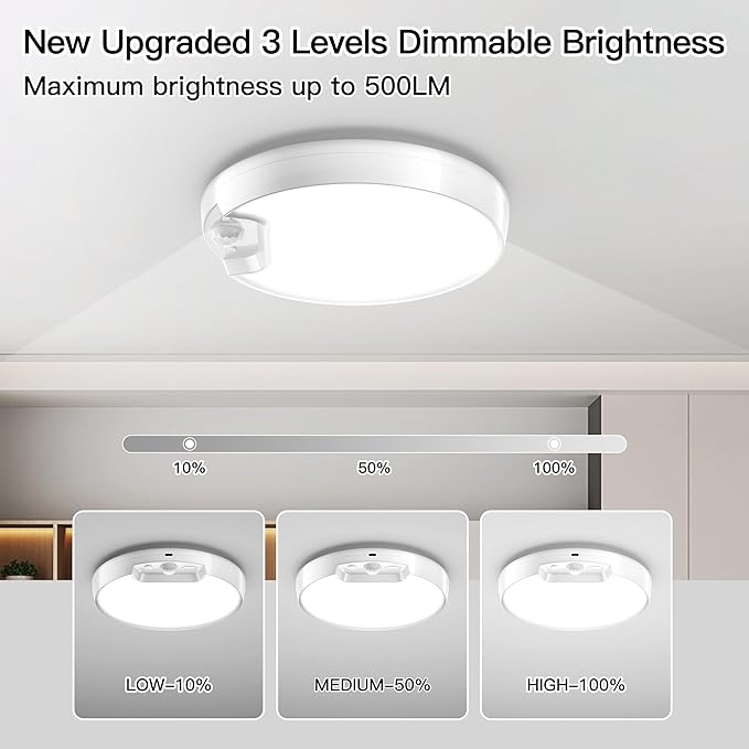 Homelist 2 Pack Upgraded Rechargeable Motion Sensor Ceiling Light, - Image 4