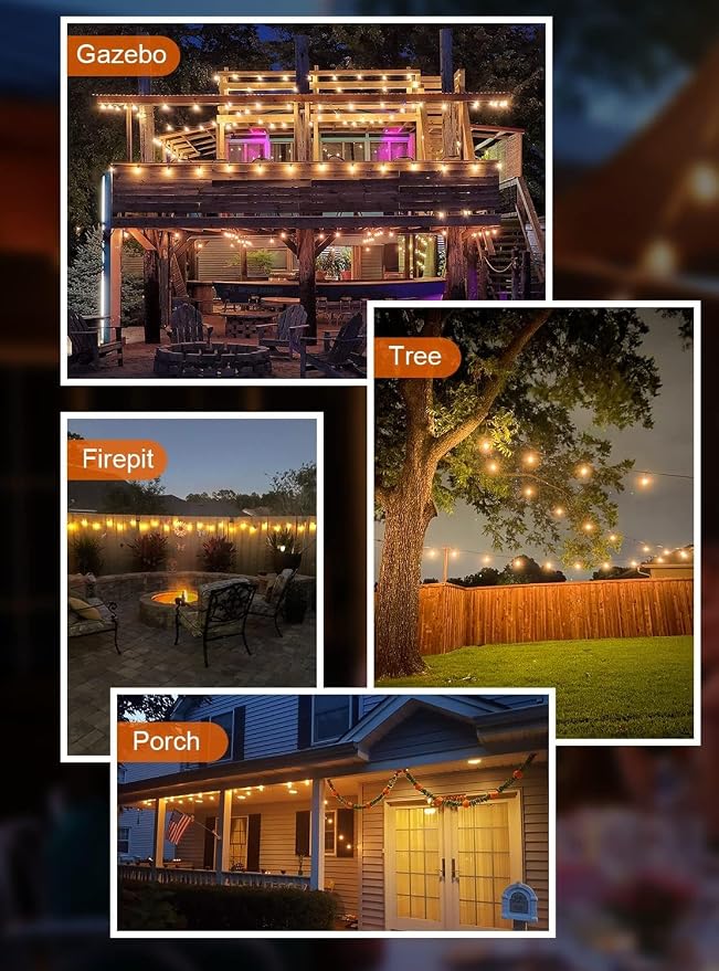 GPATIO Outdoor String Lights, 100FT ST38 Bulbs Shatterproof Patio Lights - Image 7