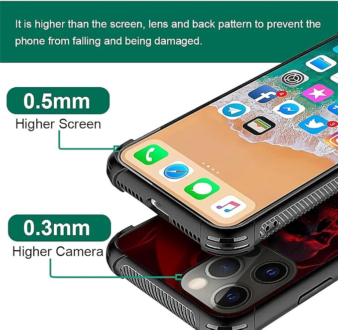 for iPhone 11 Pro Case, Gestures Funny Skull Pattern Graphic Design Girl Boy - Image 4
