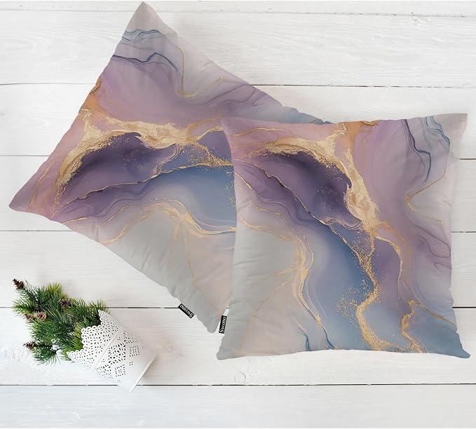 Swono Marble Throw Pillow Case, Luxury Pink Gold Marble Square Home Decorative - Image 5