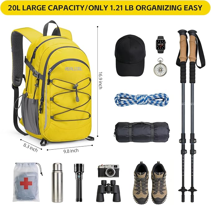 RealCool Hiking Backpack for Men Women, 20L Lightweight Waterproof Travel - Image 2