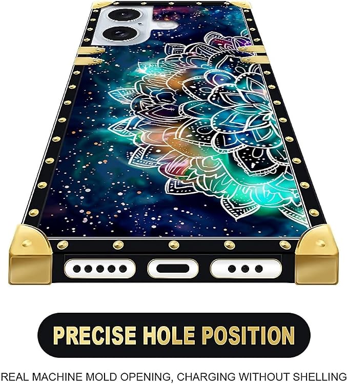 Compatible with iPhone 16 Plus Case, Starry Sky Colourful Mandala Luxury Golden - Image 4