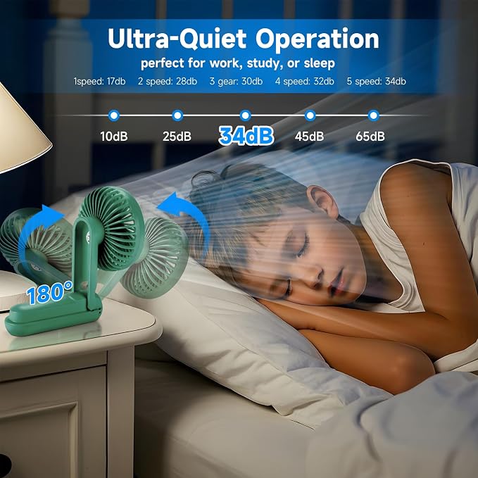 Portable Handheld Fan, 180° Foldable Personal Fan, USB Rechargeable Mini Hand - Image 5