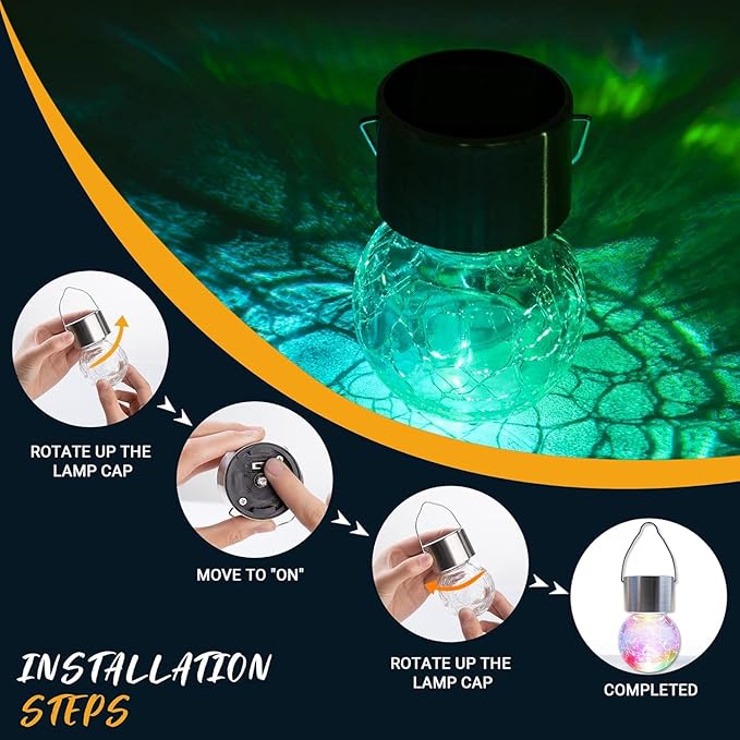 GIGALUMI Solar Lights Outdoor Waterproof, 8 Pack Solar Hanging Lights Garden - Image 7