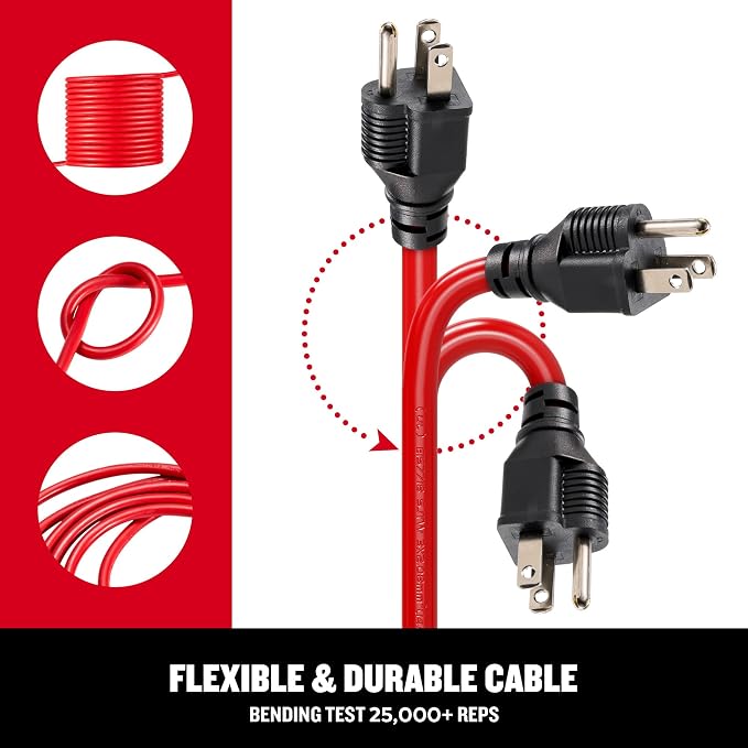 CRAFTSMAN 100 Ft. Indoor/Outdoor Extension Cord 16/3 SJTW, Waterproof Flexible - Image 6