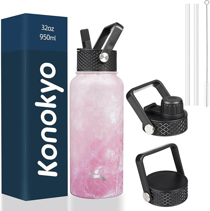 Konokyo 32 oz Insulated Water Bottle Stainless Steel Sport Bottles by Konokyo