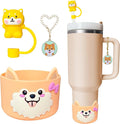 Silicone Cup Boot for Stanley 40oz Tumbler, Dog Bow Straw Cover Bottom by Unknown