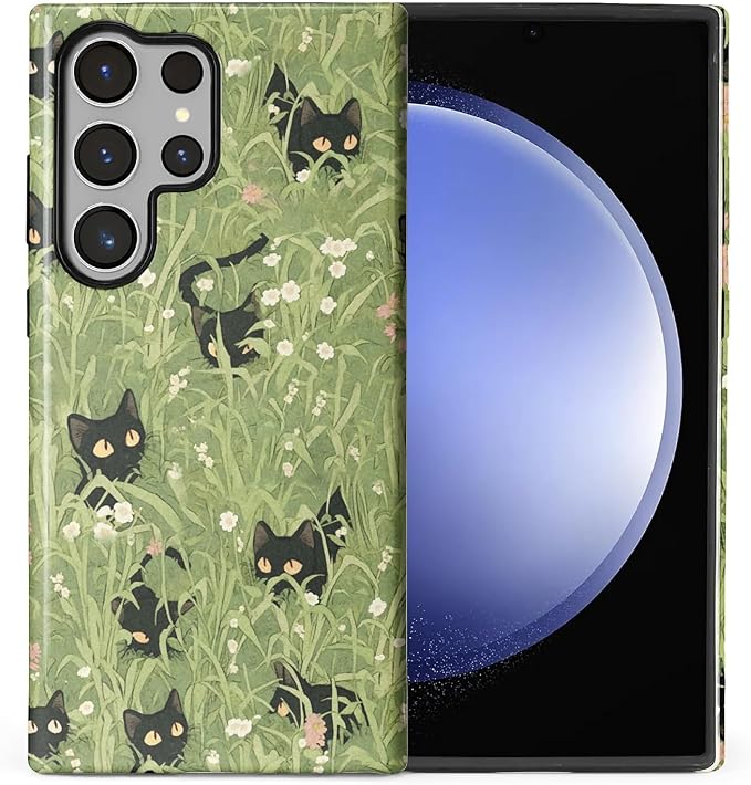 for Samsung Galaxy S24 Ultra Case, HL2 Grass Cat Hybrid 2 Layer Hard Shell by Unknown