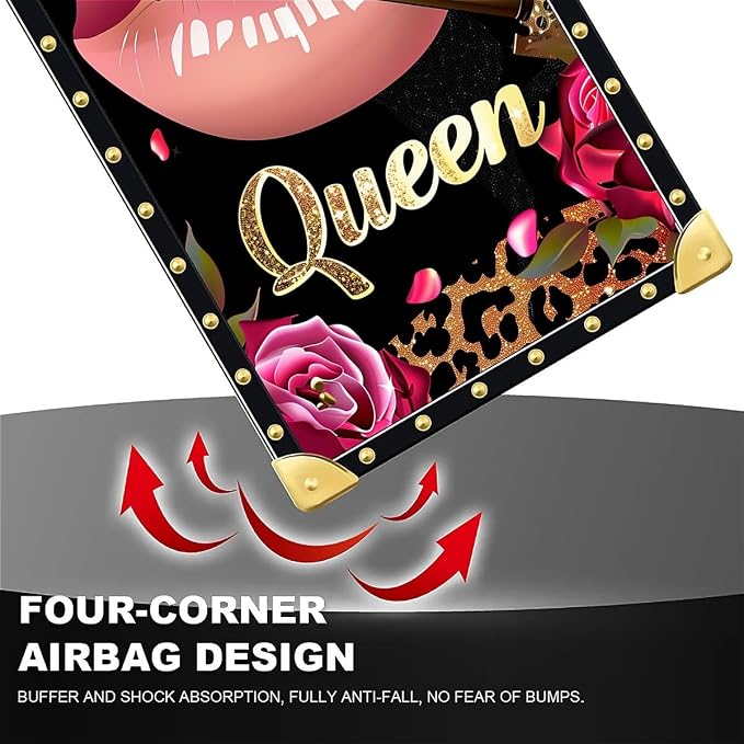 Compatible with iPhone 16 Case, Glitter Red Rose Queen Leopard Lipstick Luxury - Image 7