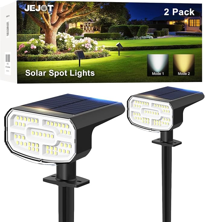 Solar Spotlights, Super Bright LED, 2 CCT Warm & Cool Light, Solarspot Lights by JEJOT