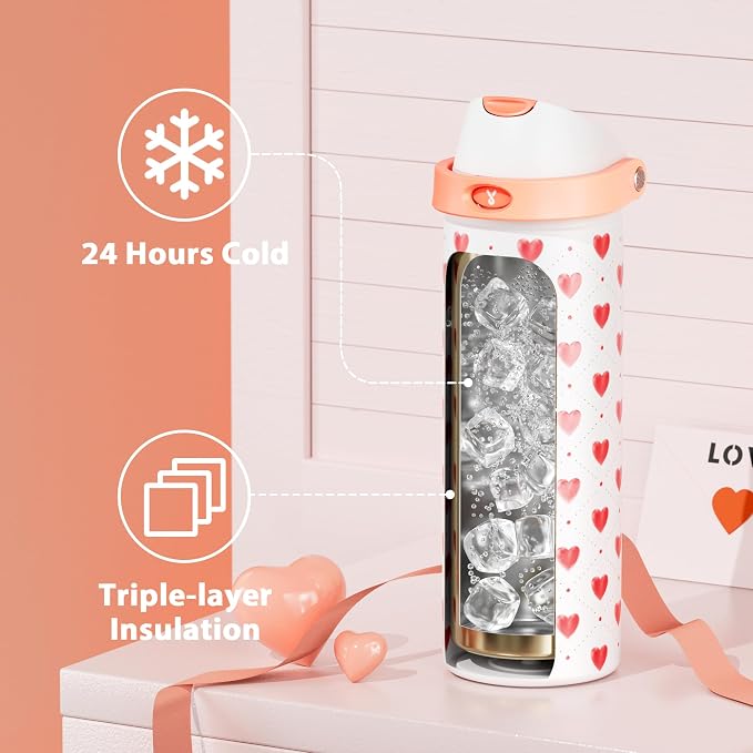 24 oz Valentine's Day Water Bottle: Meoky Stainless Steel Water Bottle - Image 3
