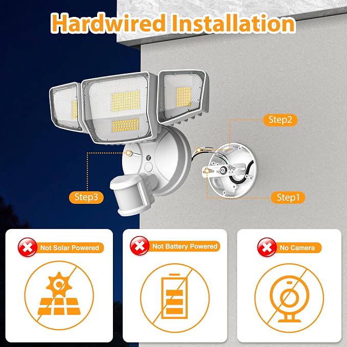 90W 10000LM LED Security Lights Motion Sensor Outdoor Lights, 4 Head Dusk to - Image 2