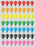 0.5x0.8 inch 56 PCS Map Location Position Stickers by Poskornwel