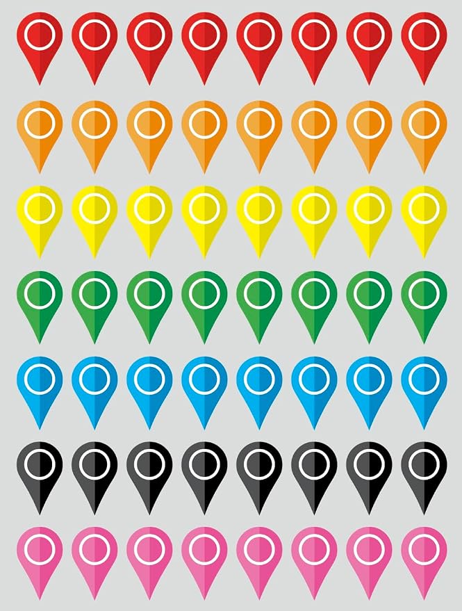 0.5x0.8 inch 56 PCS Map Location Position Stickers by Poskornwel