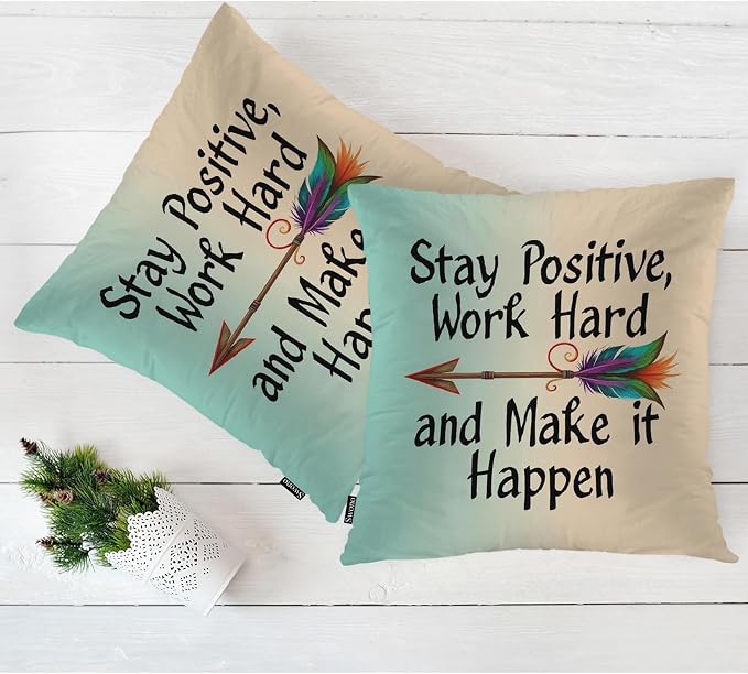 Swono Pillow Covers 18X18 Inch Set of 2 Life Quote, Throw Pillow Cases Stay - Image 5