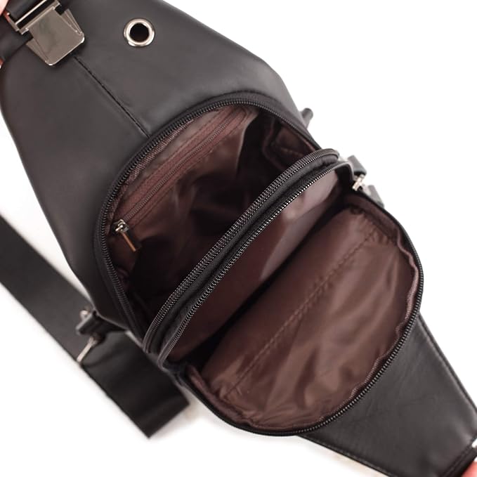 Hebetag Leather Sling Bag Hiking Daypack - Image 6