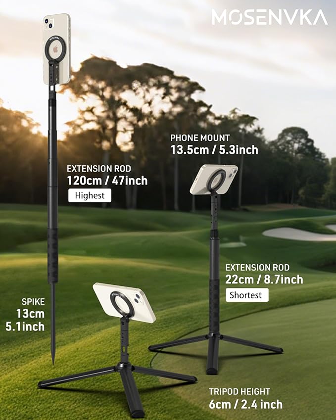 MOSENVKA Golf Tripod & Monopod Magnetic Phone Holder Golf Selfie Stick Tripod - Image 2