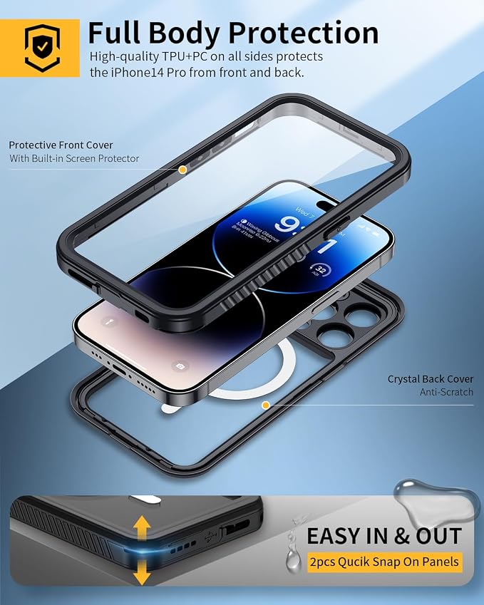 Lanhiem Magnetic for iPhone 14 Pro Max Case, Waterproof Dustproof Case - Image 4